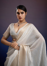 Ivory & Gold Silk Saree – Understated Luxury with Timeless Appeal